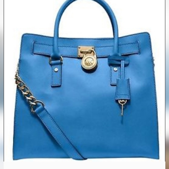MICHAEL Michael Kors Handbags - Michael Michael Kors Blue Saffiano Hamilton EUC